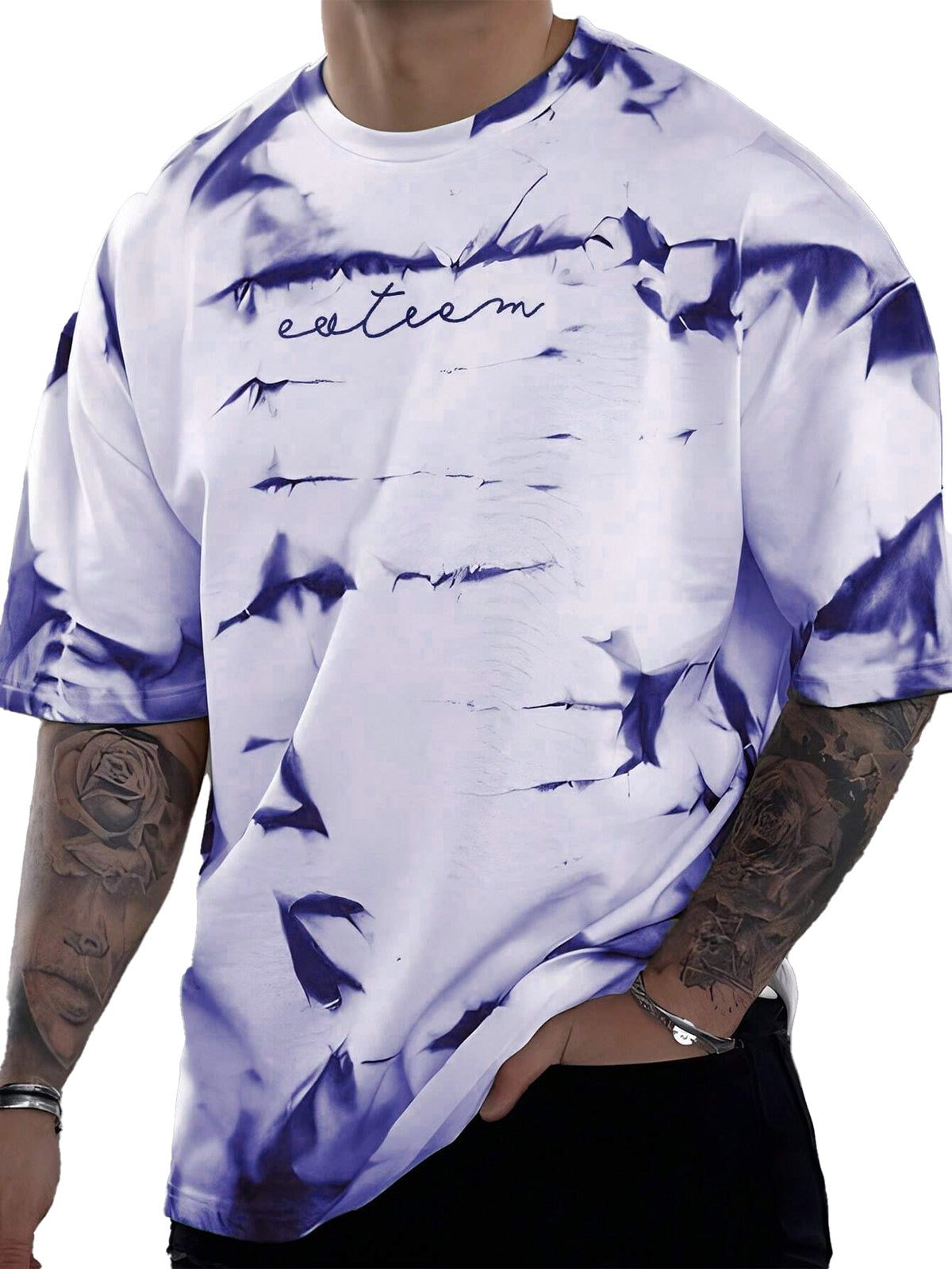 Men's Fashionable Tie Dye Printed Short Sleeve T-shirt