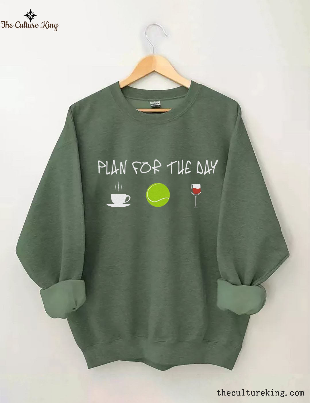 Plan For The Day Coffee Tennis Wine Print sweatshirt