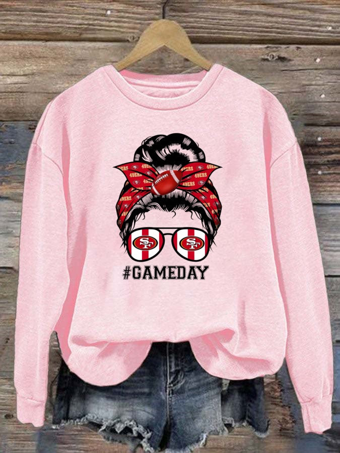 49ers Mom Bun Gameday Football Sweatshirt