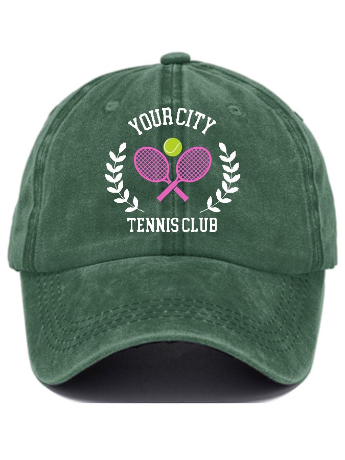 Custom Your City Apres Tennis Print Baseball Cap