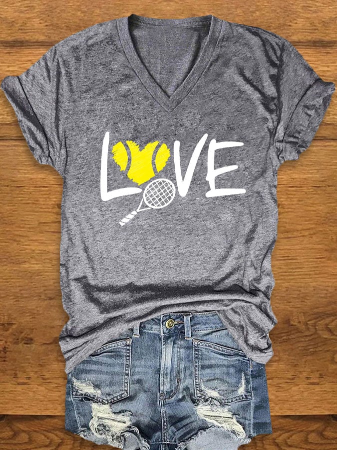 women's love tennis printed t-shirt