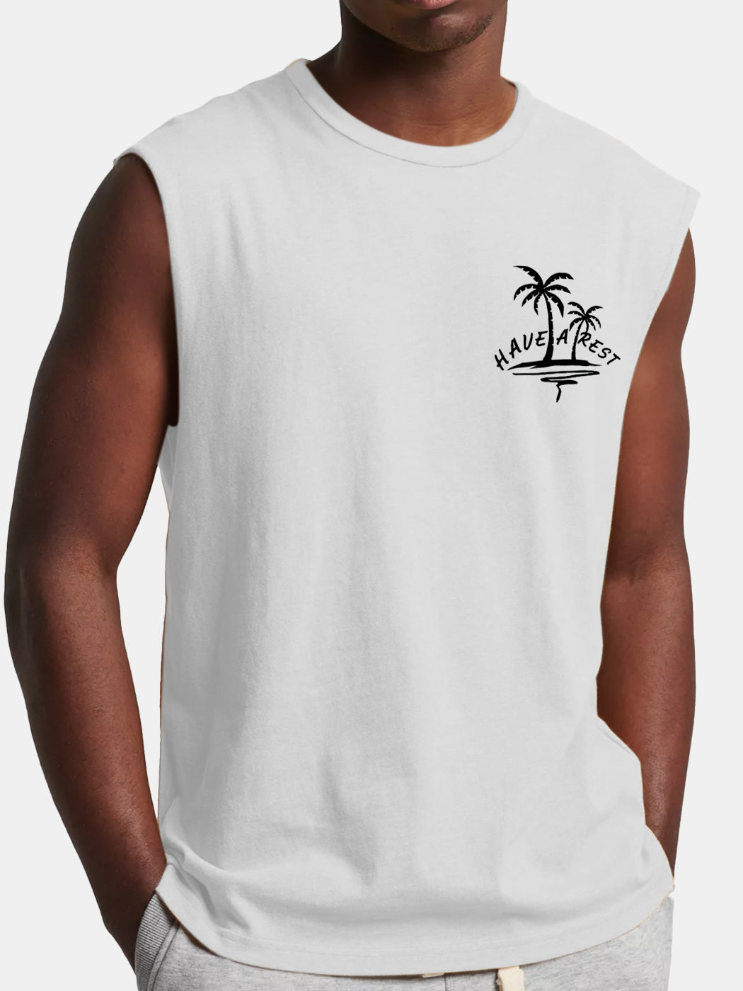 Men's Hawaiian Coconut Have A Rest Comfort Print Sleeveless T-shirt