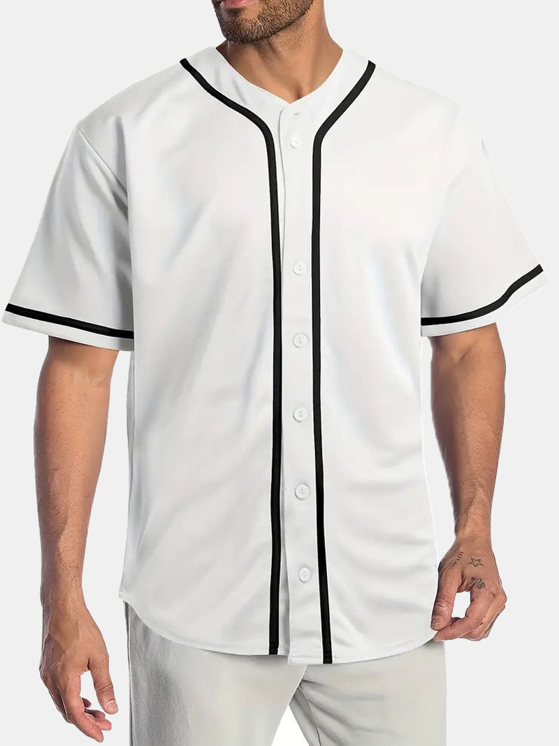 Men's Solid Color Sports Comfort Short Sleeve Baseball Jersey