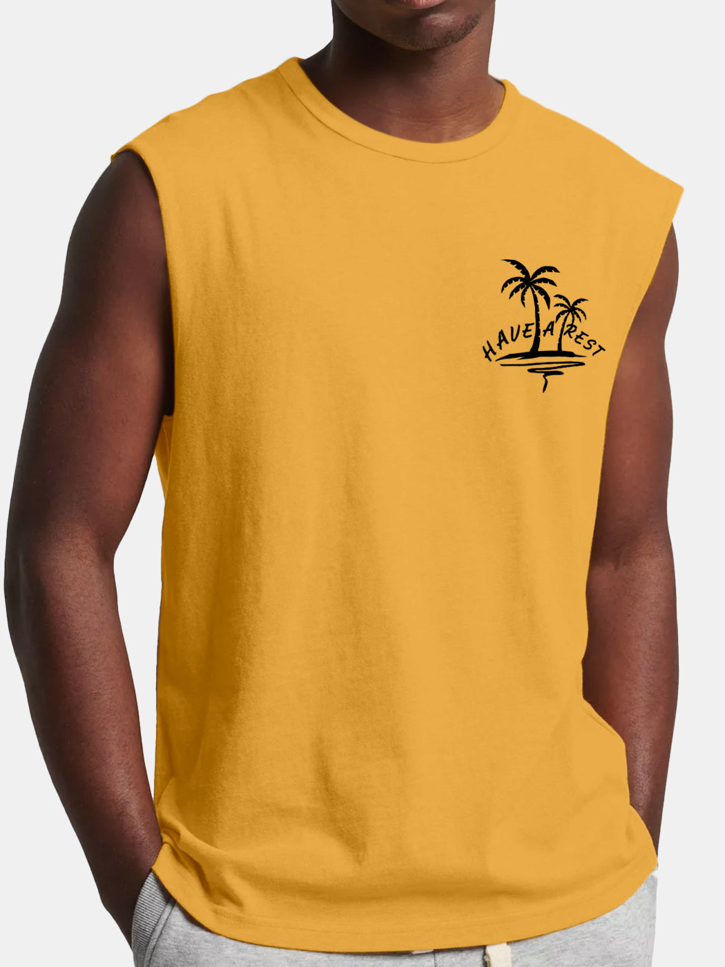 Men's Hawaiian Coconut Have A Rest Comfort Print Sleeveless T-shirt