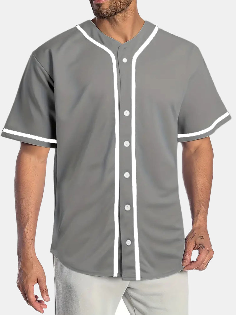 Men's Solid Color Sports Comfort Short Sleeve Baseball Jersey