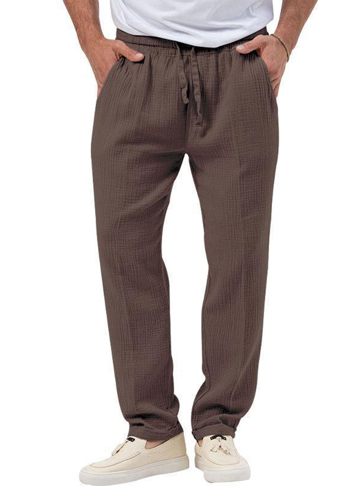 Men's Breathable Solid Color Bubble Wrinkle Casual Pants