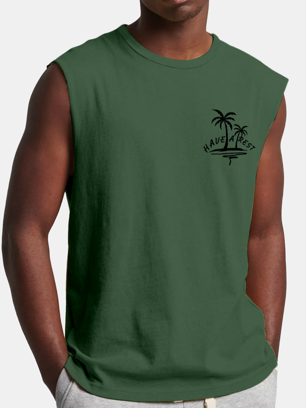 Men's Hawaiian Coconut Have A Rest Comfort Print Sleeveless T-shirt