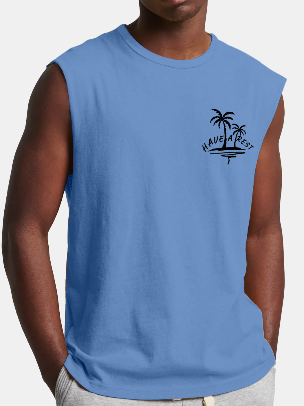 Men's Hawaiian Coconut Have A Rest Comfort Print Sleeveless T-shirt