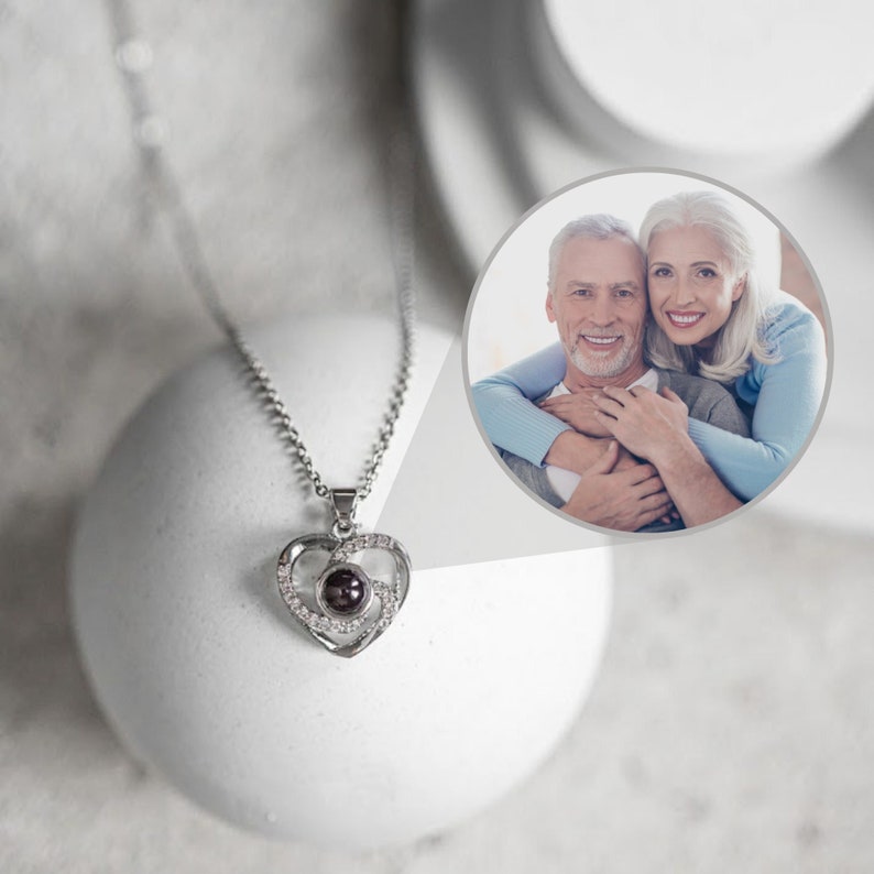 Custom Diamond Heart Photo Necklace