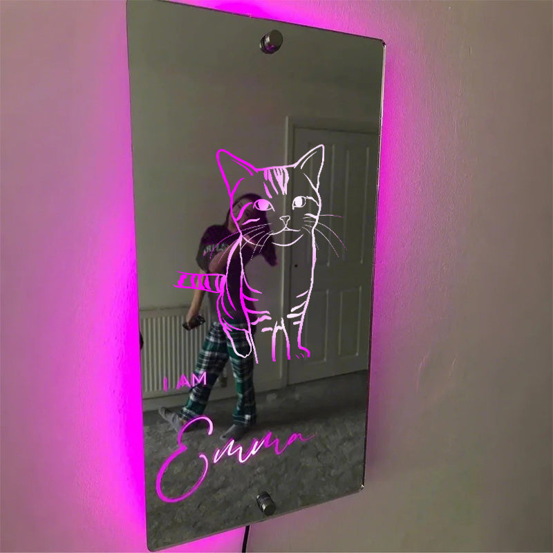 Customized Pet  Photo Mirror Light - Surprise Christmas Gift For Family and Pet Lovers