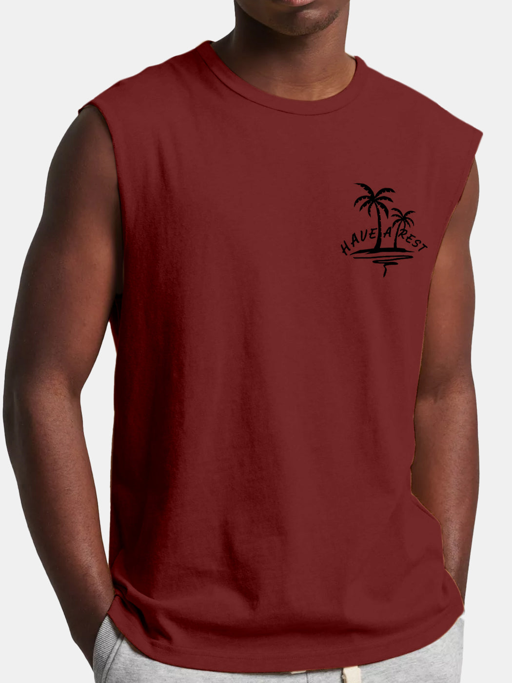 Men's Hawaiian Coconut Have A Rest Comfort Print Sleeveless T-shirt