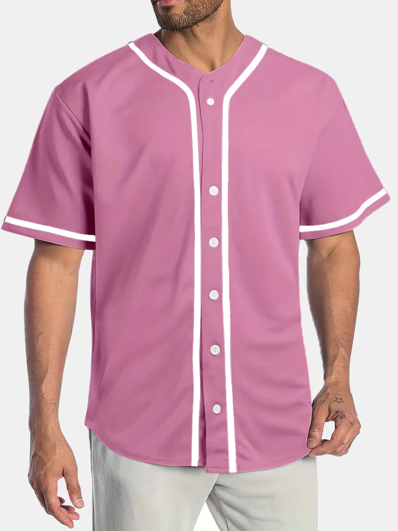 Men's Solid Color Sports Comfort Short Sleeve Baseball Jersey