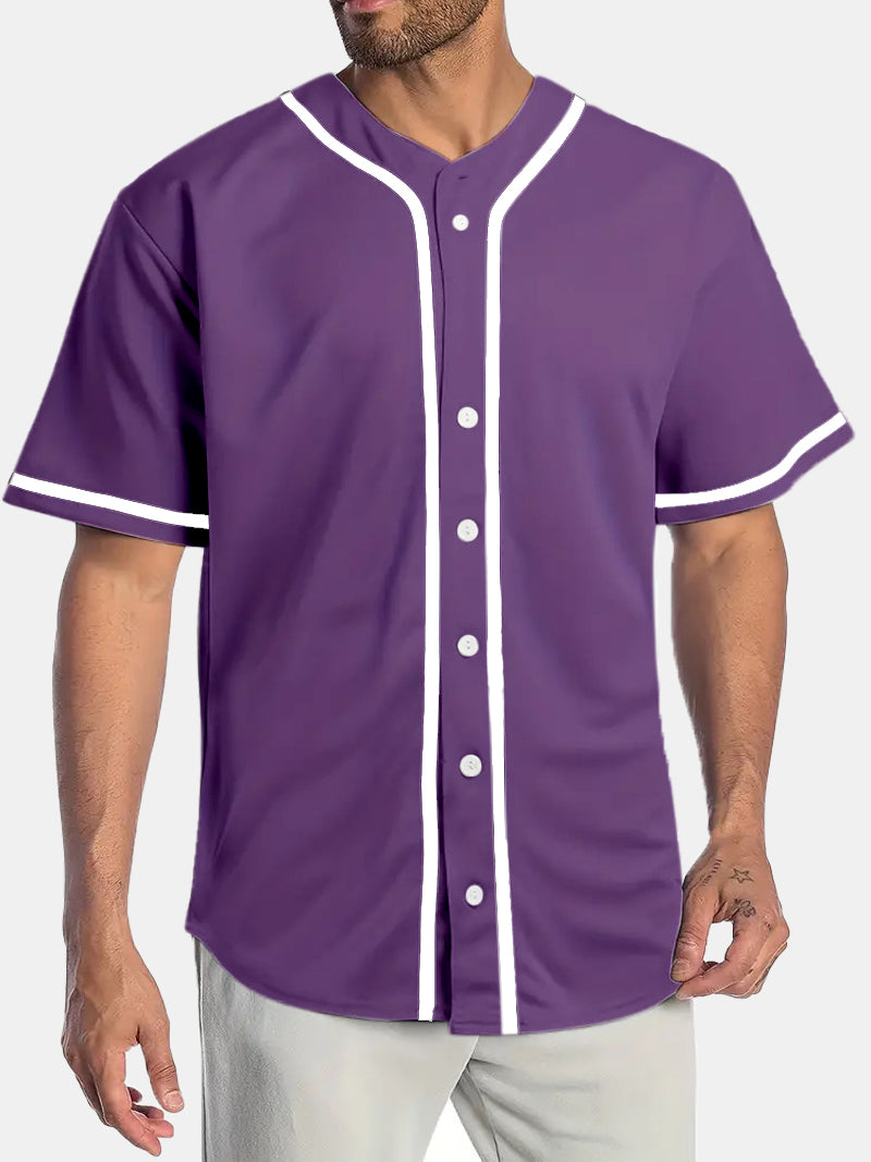 Men's Solid Color Sports Comfort Short Sleeve Baseball Jersey