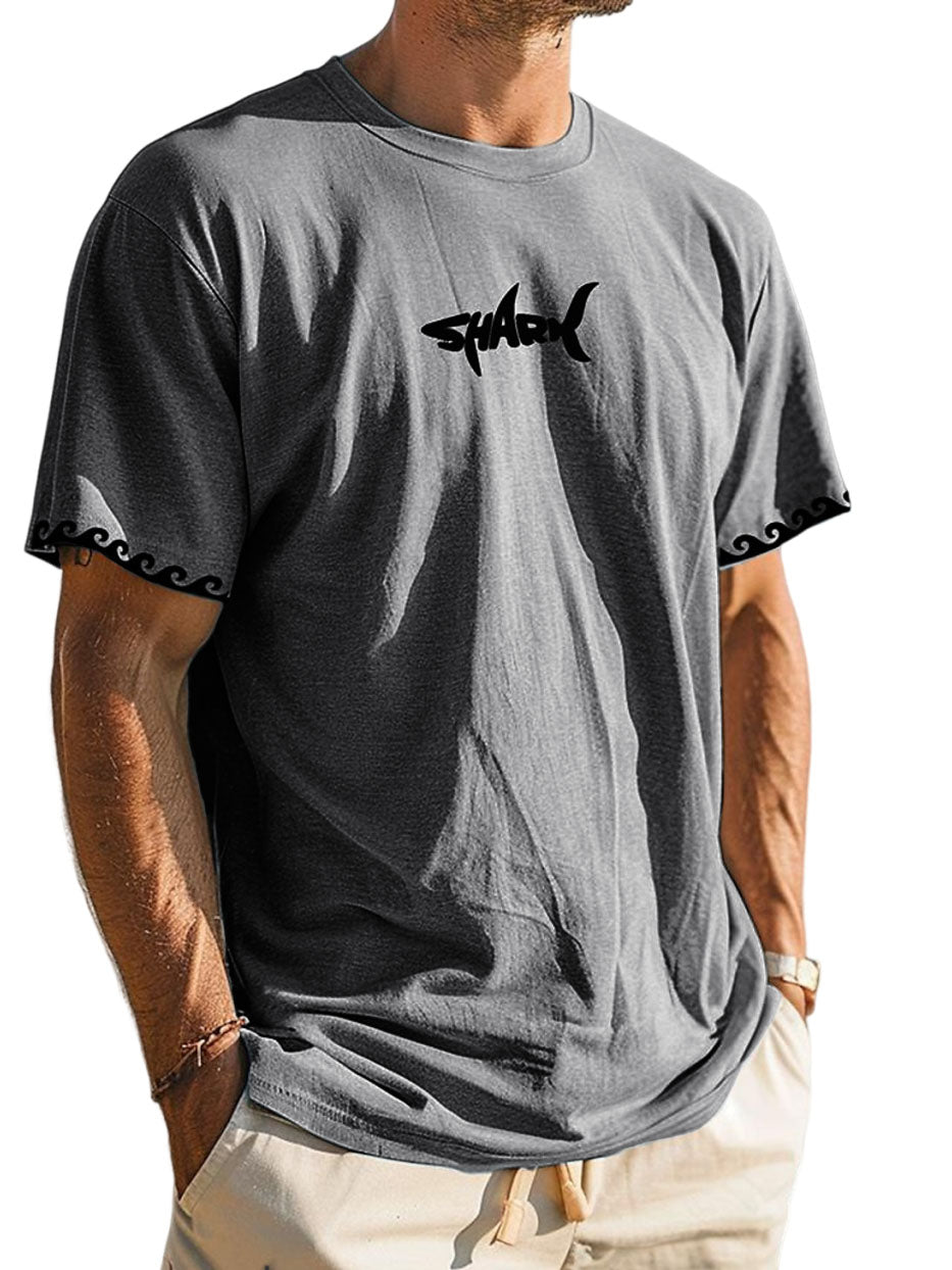 Men's Hawaiian Shark Print Short Sleeve T-Shirt