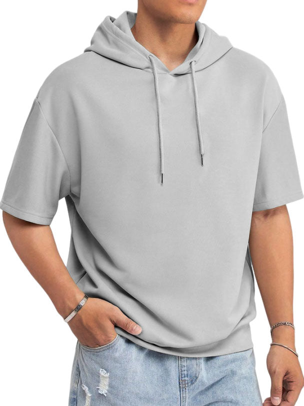 Men's Basic Casual Hooded Short Sleeve T-shirt