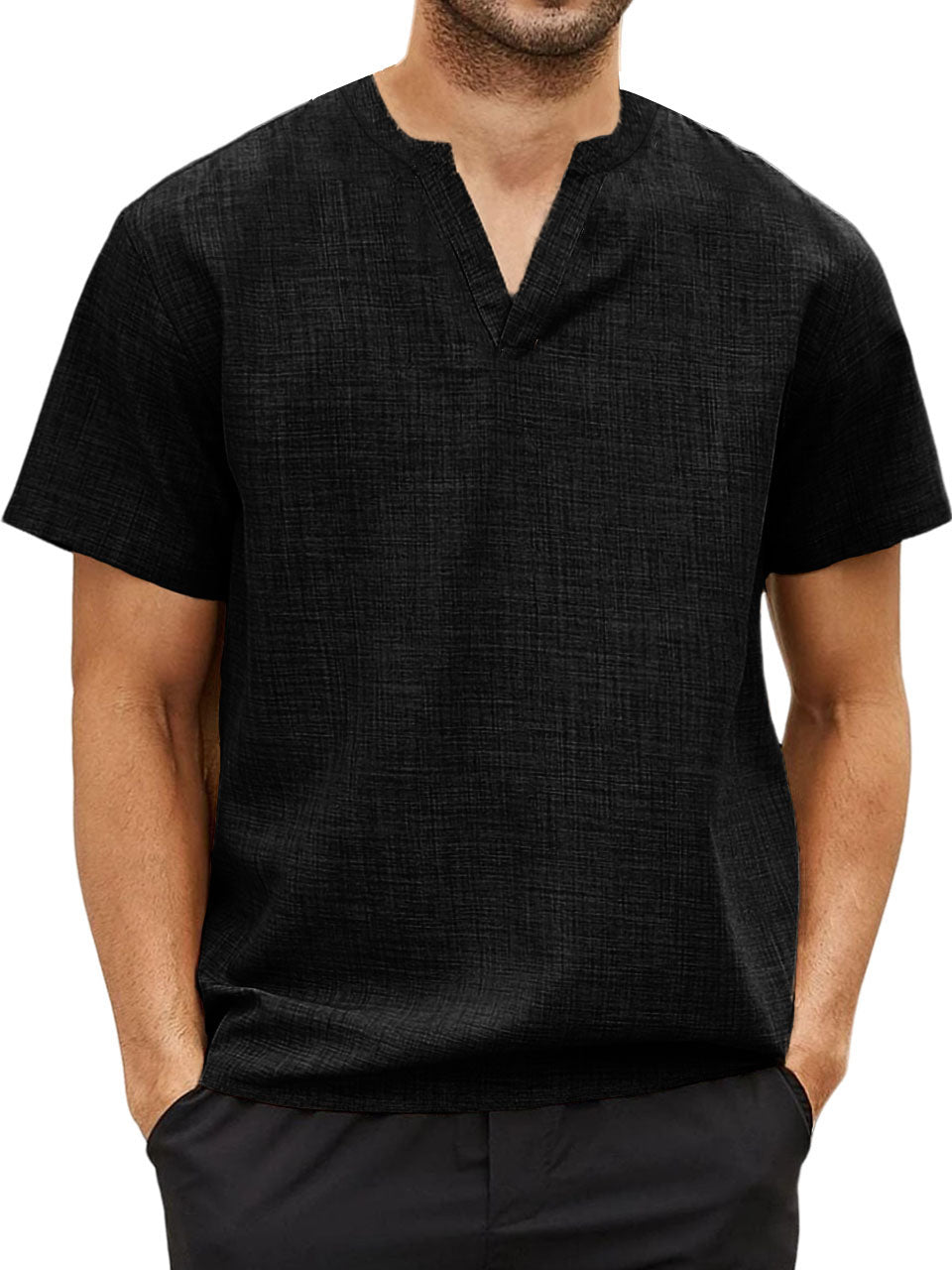 Men's Fashionable Pullover V-neck Short-Sleeved T-shirt