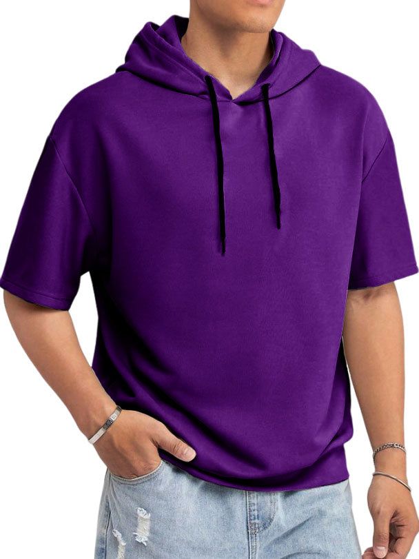 Men's Basic Casual Hooded Short Sleeve T-shirt