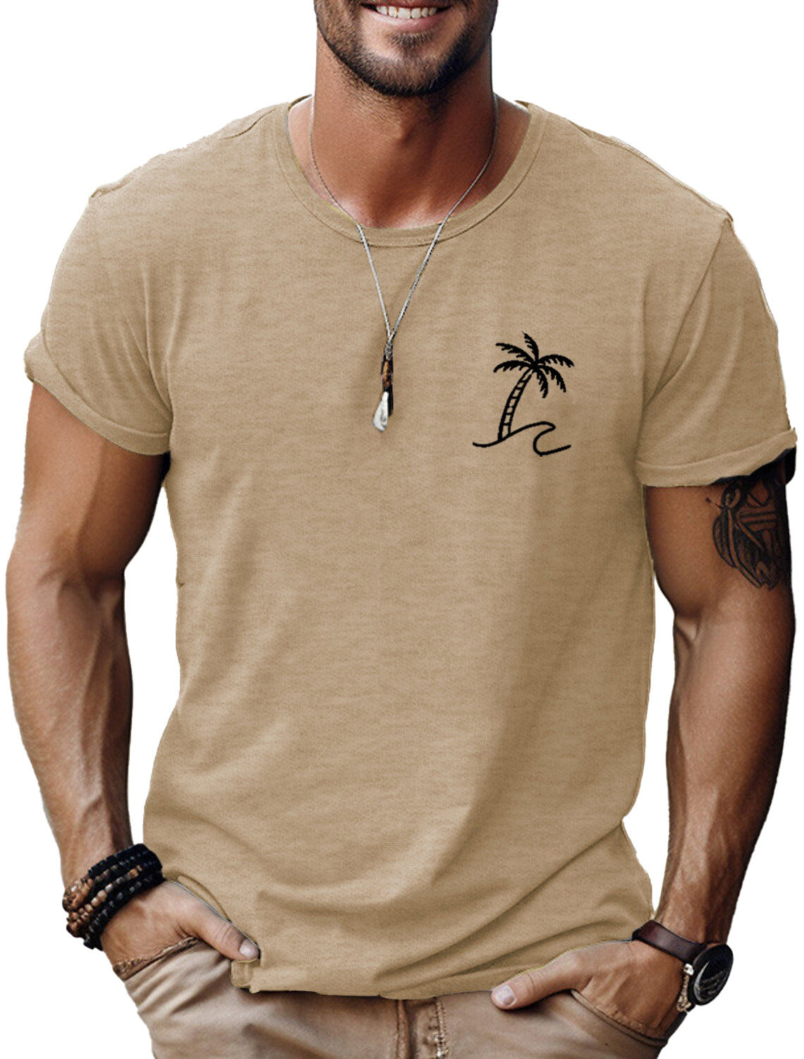 Men's Fashion Casual Coconut Print Short Sleeve T-Shirt