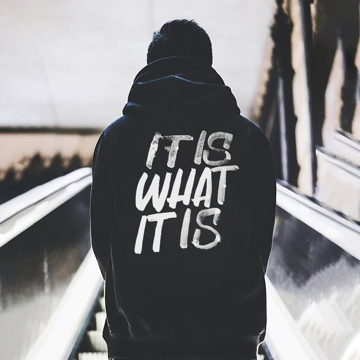 It Is What It Is Distressed Print Basic Men???¡§o?¡§¡§s Hoodie