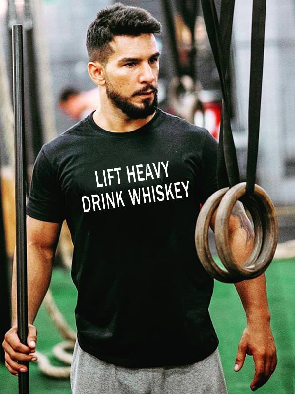 Lift Heavy Drink Whiskey Printed Men's T-shirt