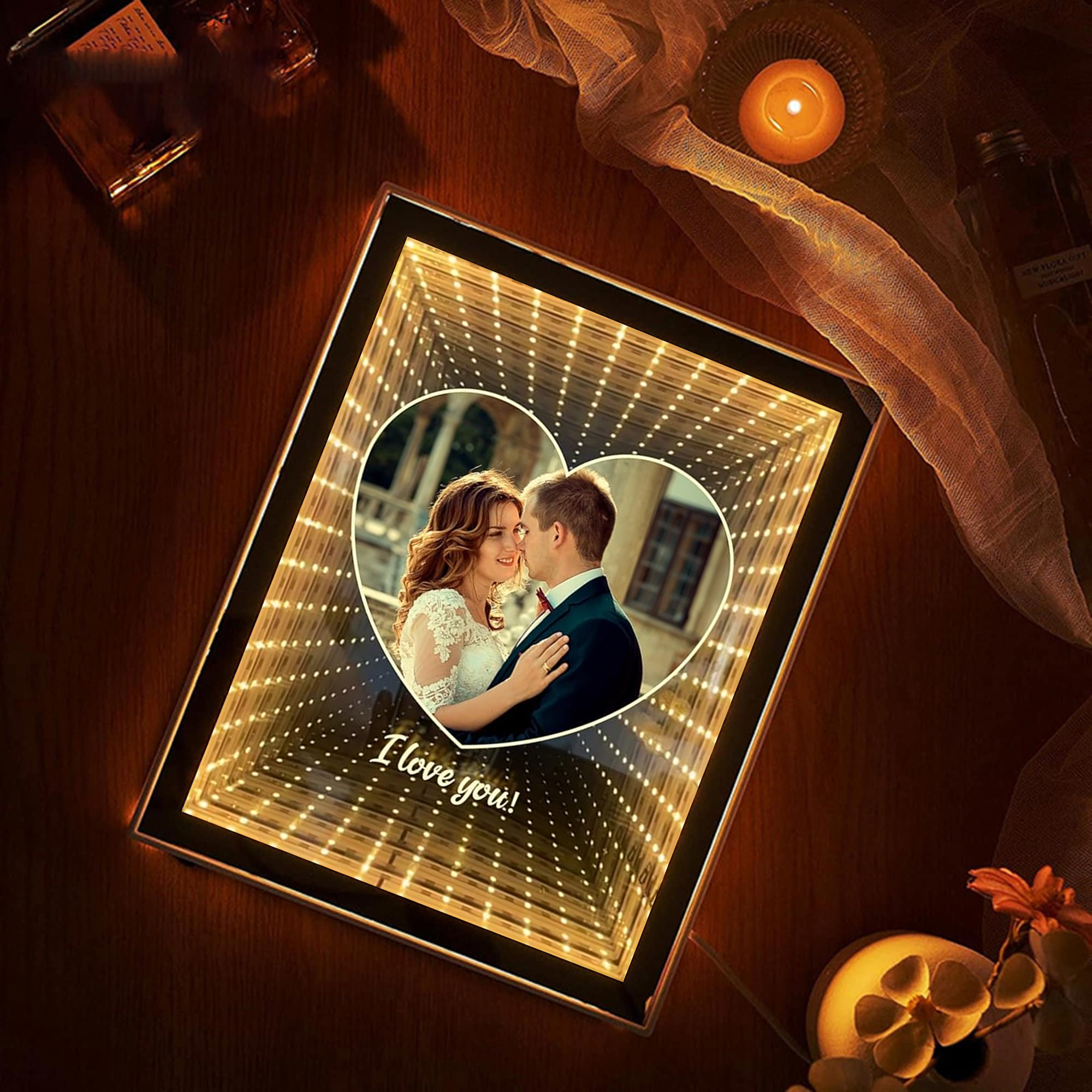 💖Customized Couple Photo Love Corridor Mirror Lamp