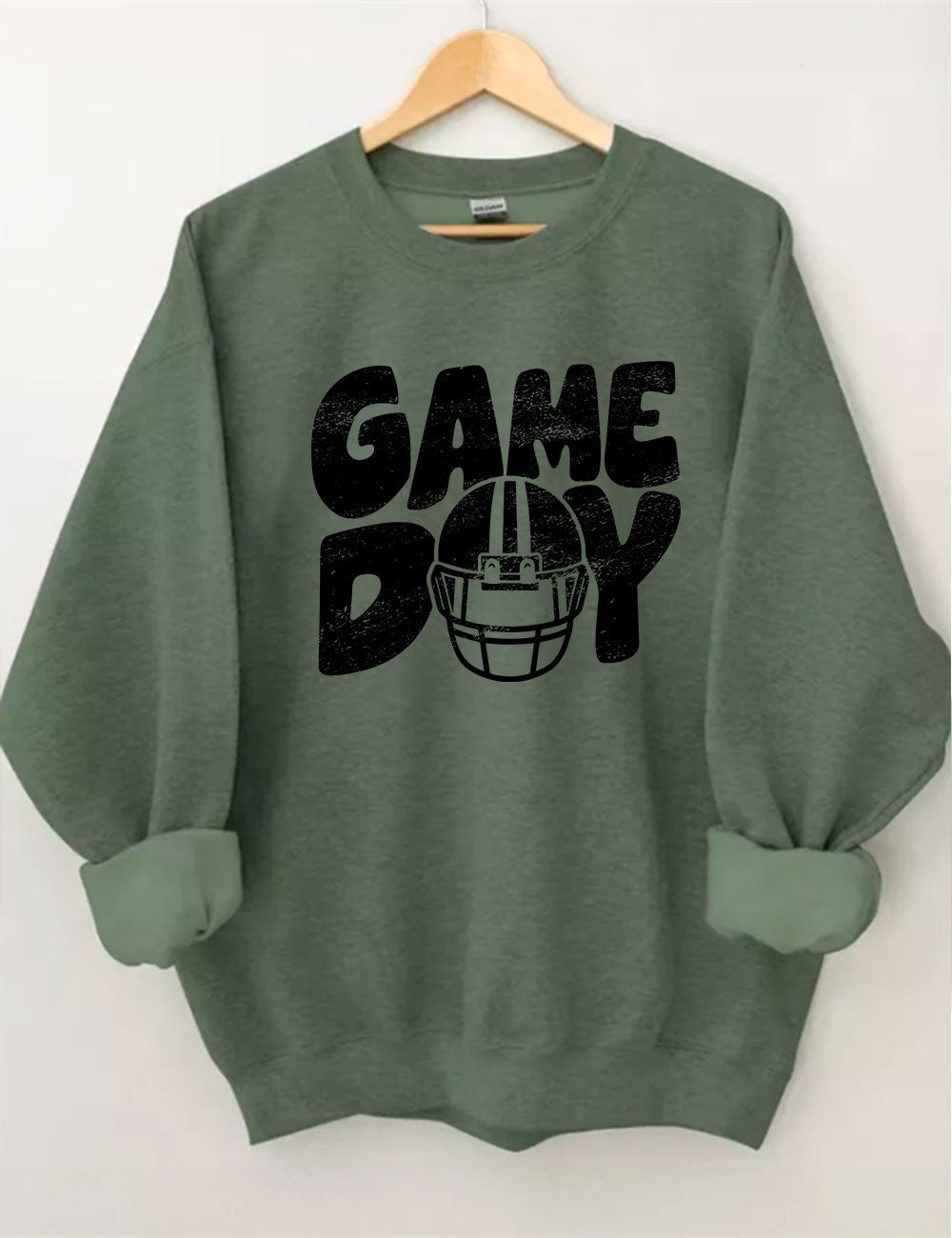 Distressed Helmet Football Game Day Sweatshirt