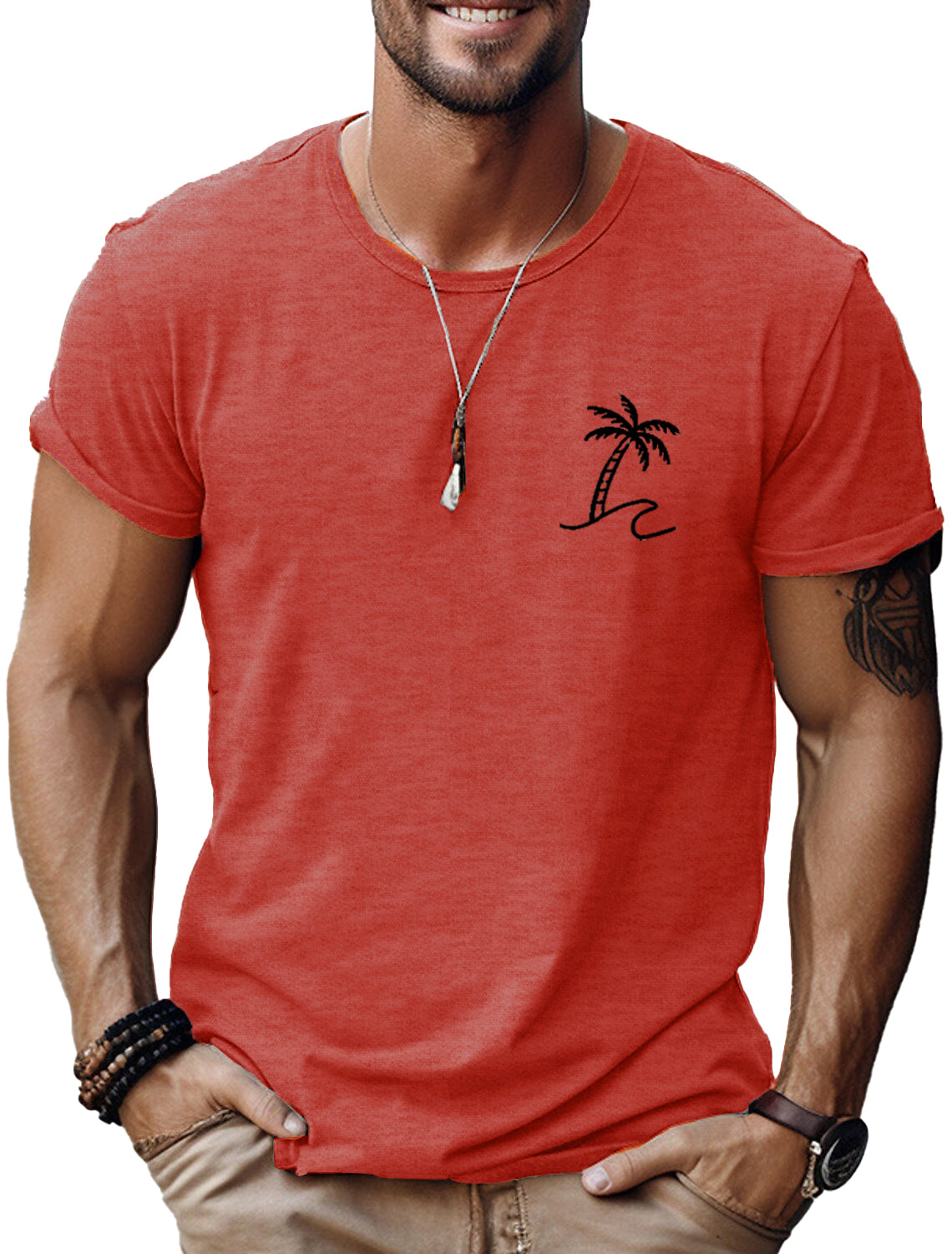 Men's Fashion Casual Coconut Print Short Sleeve T-Shirt