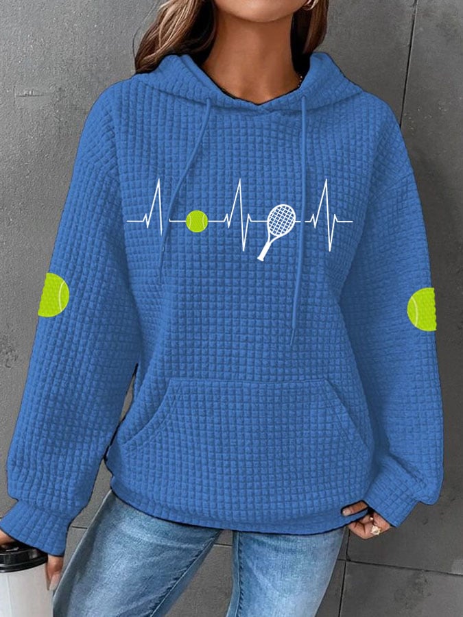 Women's Tennis Print Long Sleeve Hoodie