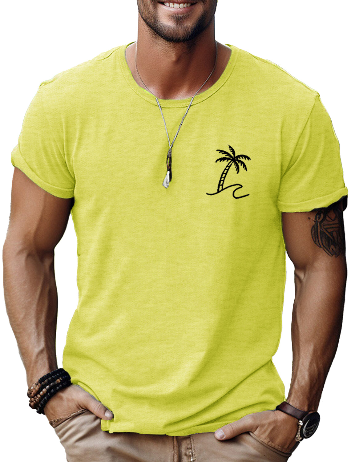 Men's Fashion Casual Coconut Print Short Sleeve T-Shirt