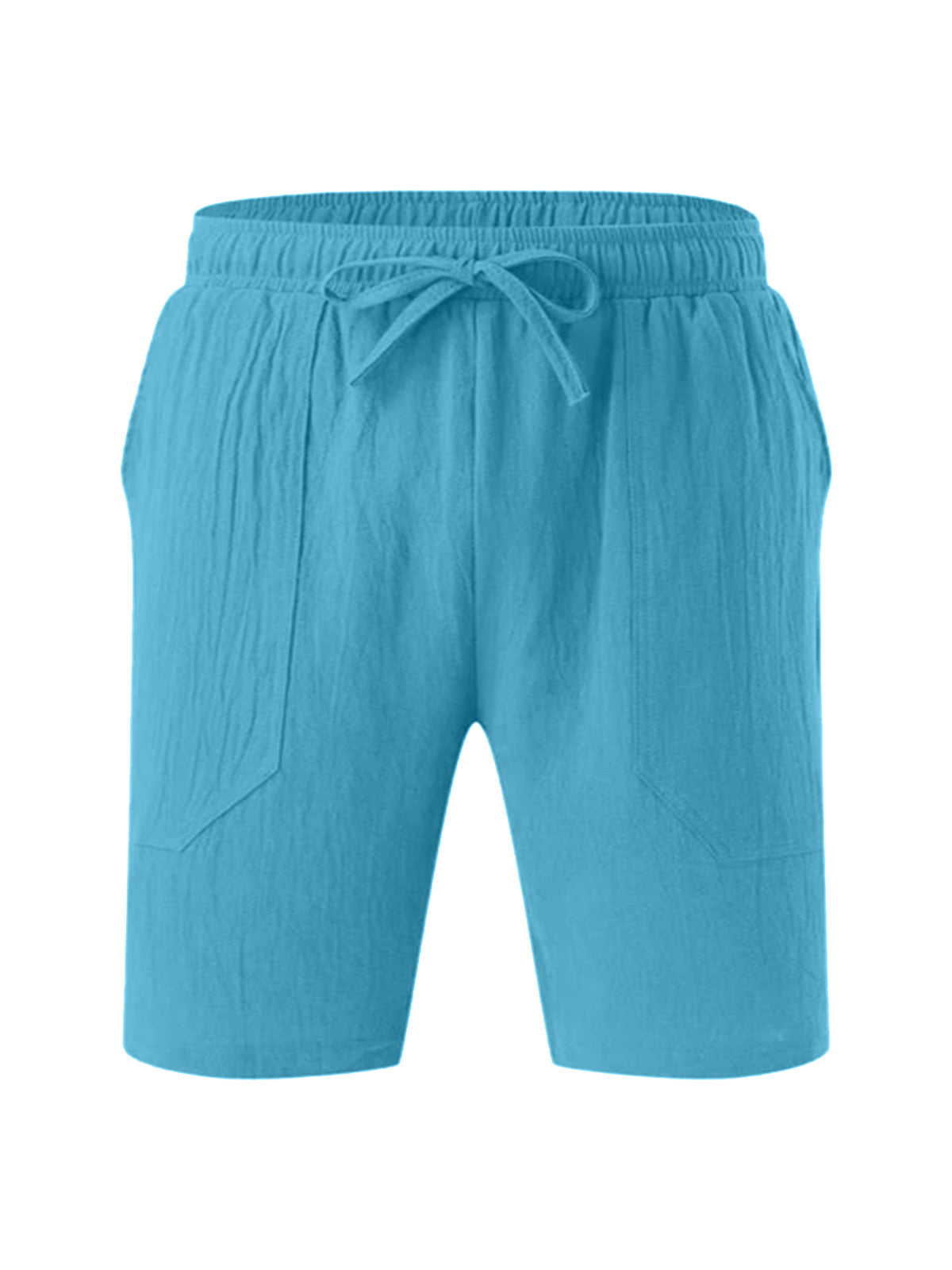 Men's Solid Color Drawstring Breathable Cotton and Linen Beach Shorts