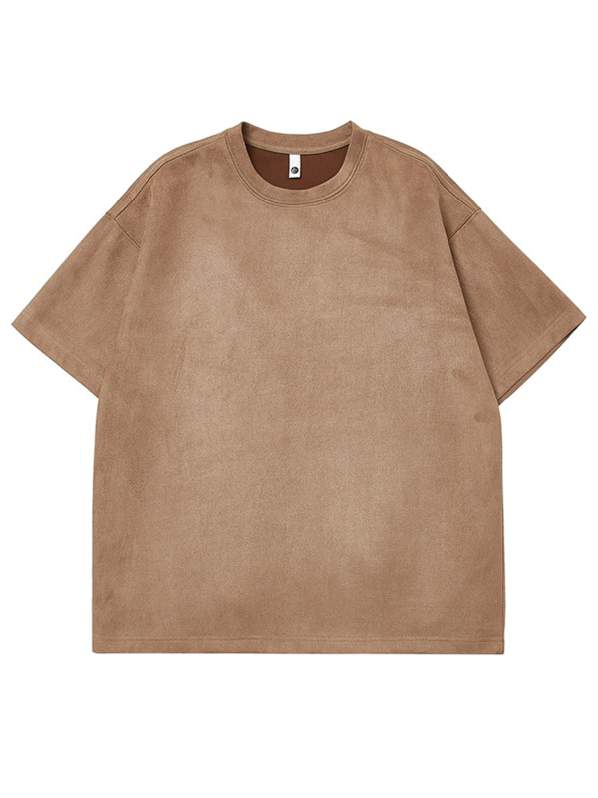 Men's Round Neck Suede Solid Color Short Sleeve T-Shirt