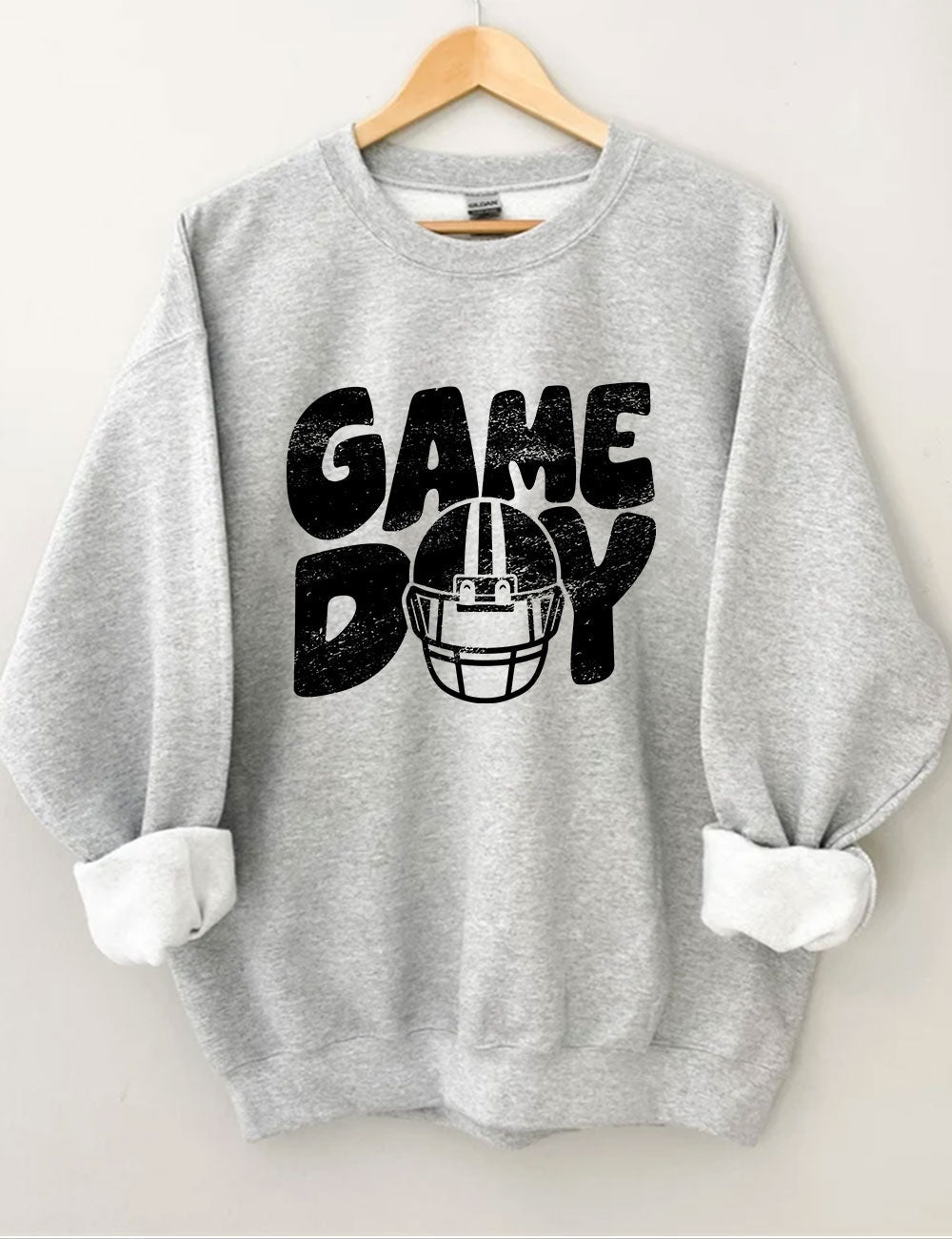 Distressed Helmet Football Game Day Sweatshirt