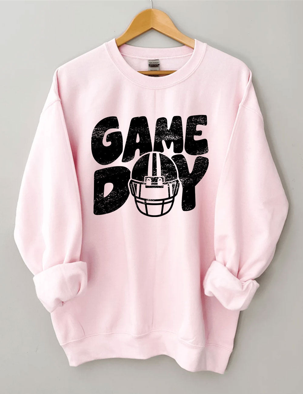 Distressed Helmet Football Game Day Sweatshirt