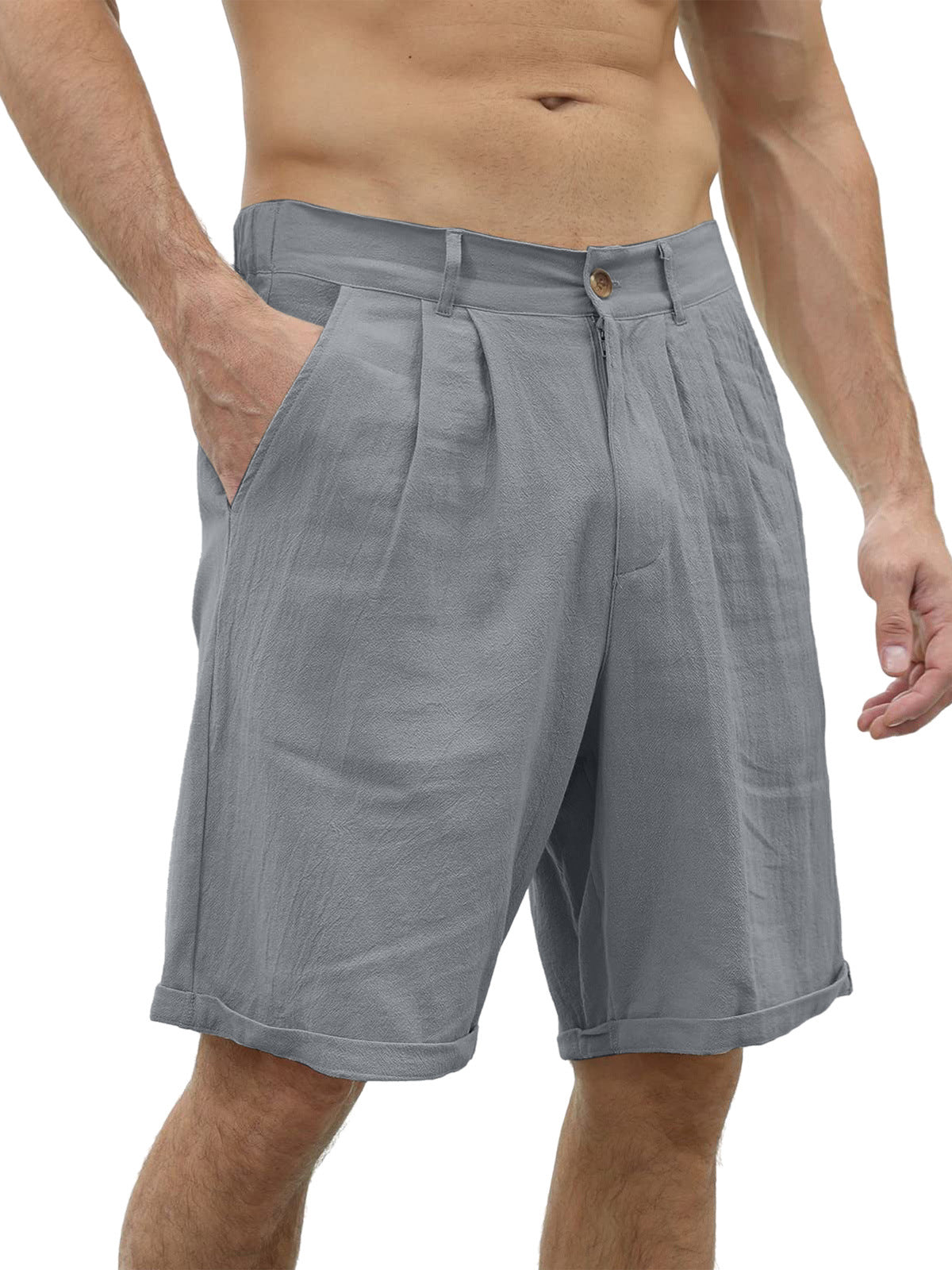 Men's Classic Cotton And Linen Casual Beach Shorts