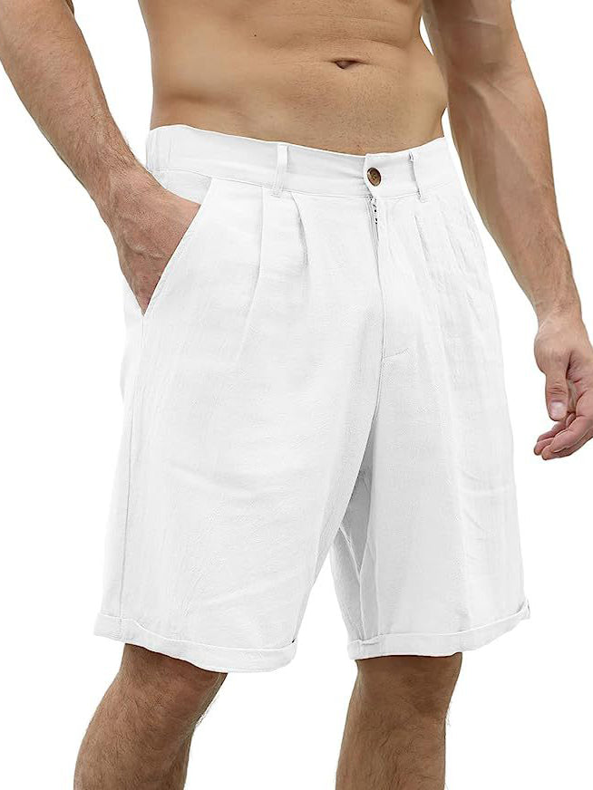 Men's Classic Cotton And Linen Casual Beach Shorts