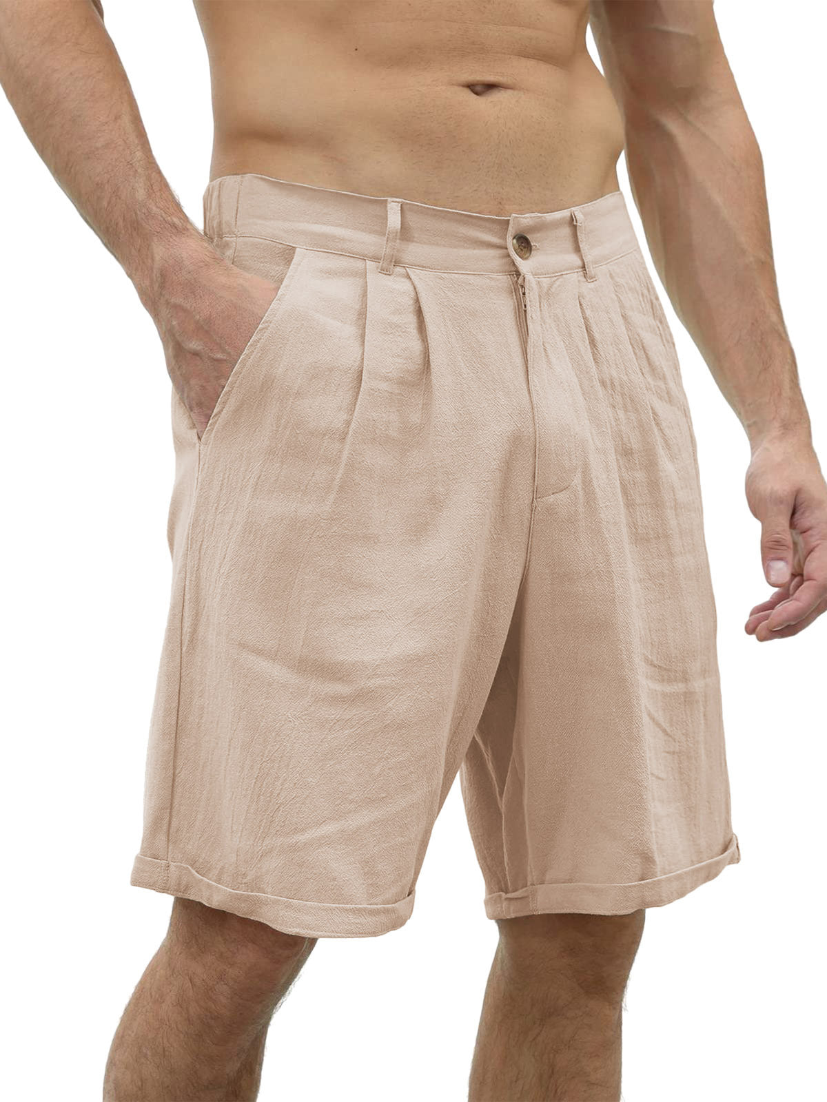 Men's Classic Cotton And Linen Casual Beach Shorts