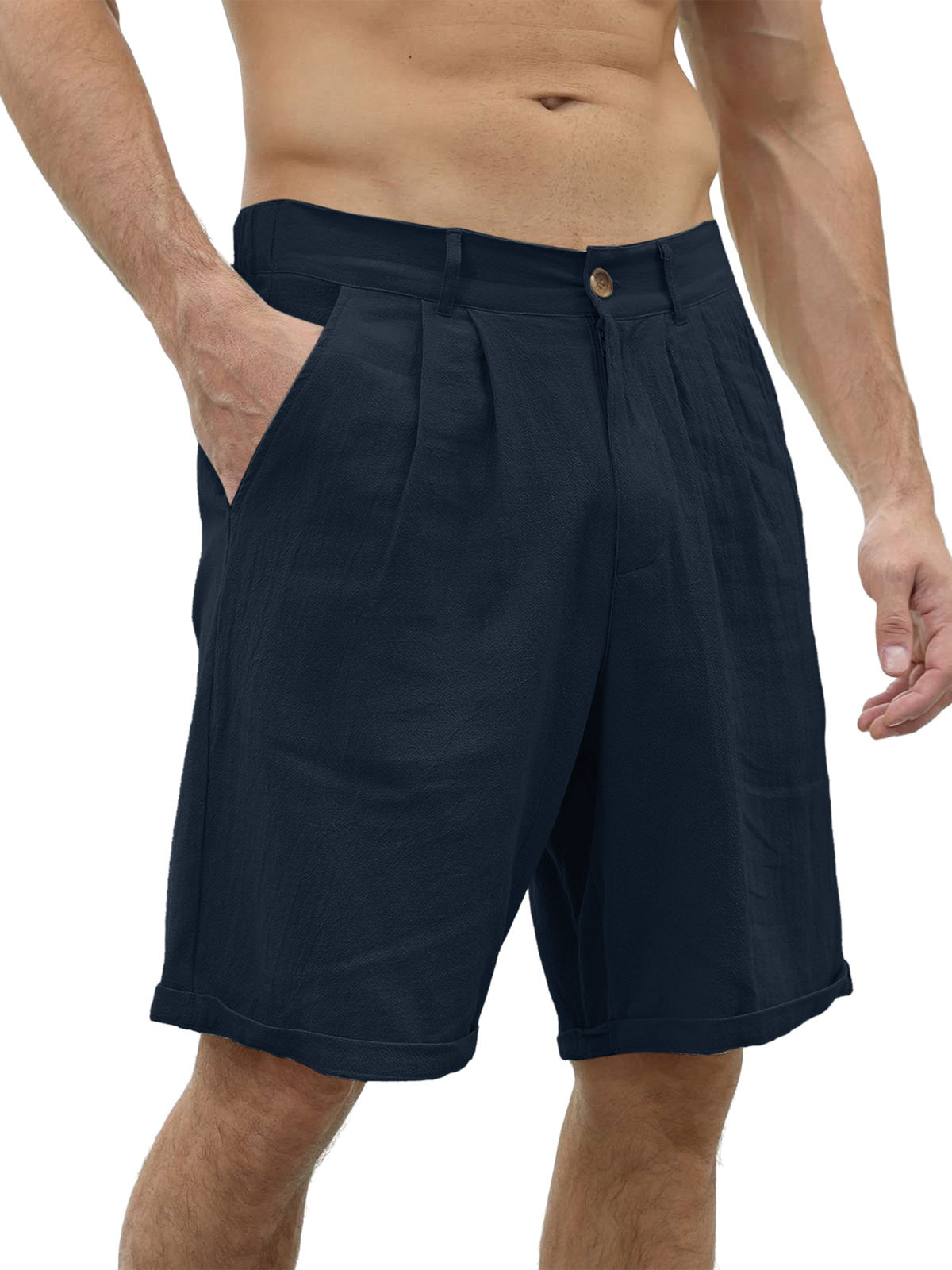 Men's Classic Cotton And Linen Casual Beach Shorts