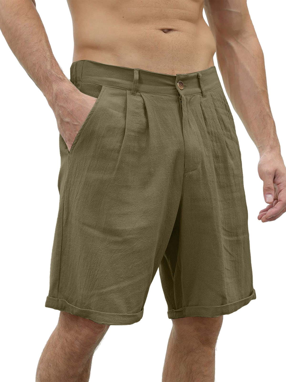 Men's Classic Cotton And Linen Casual Beach Shorts