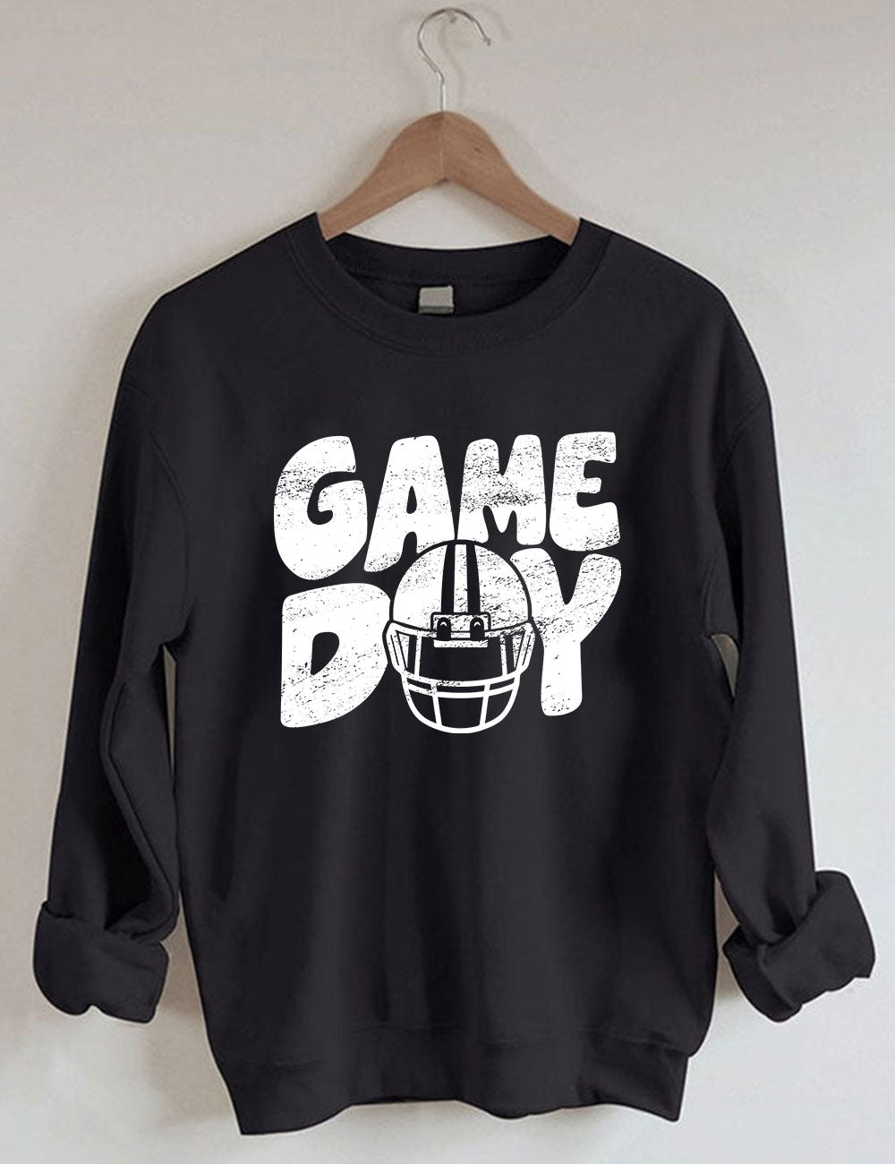 Distressed Helmet Football Game Day Sweatshirt