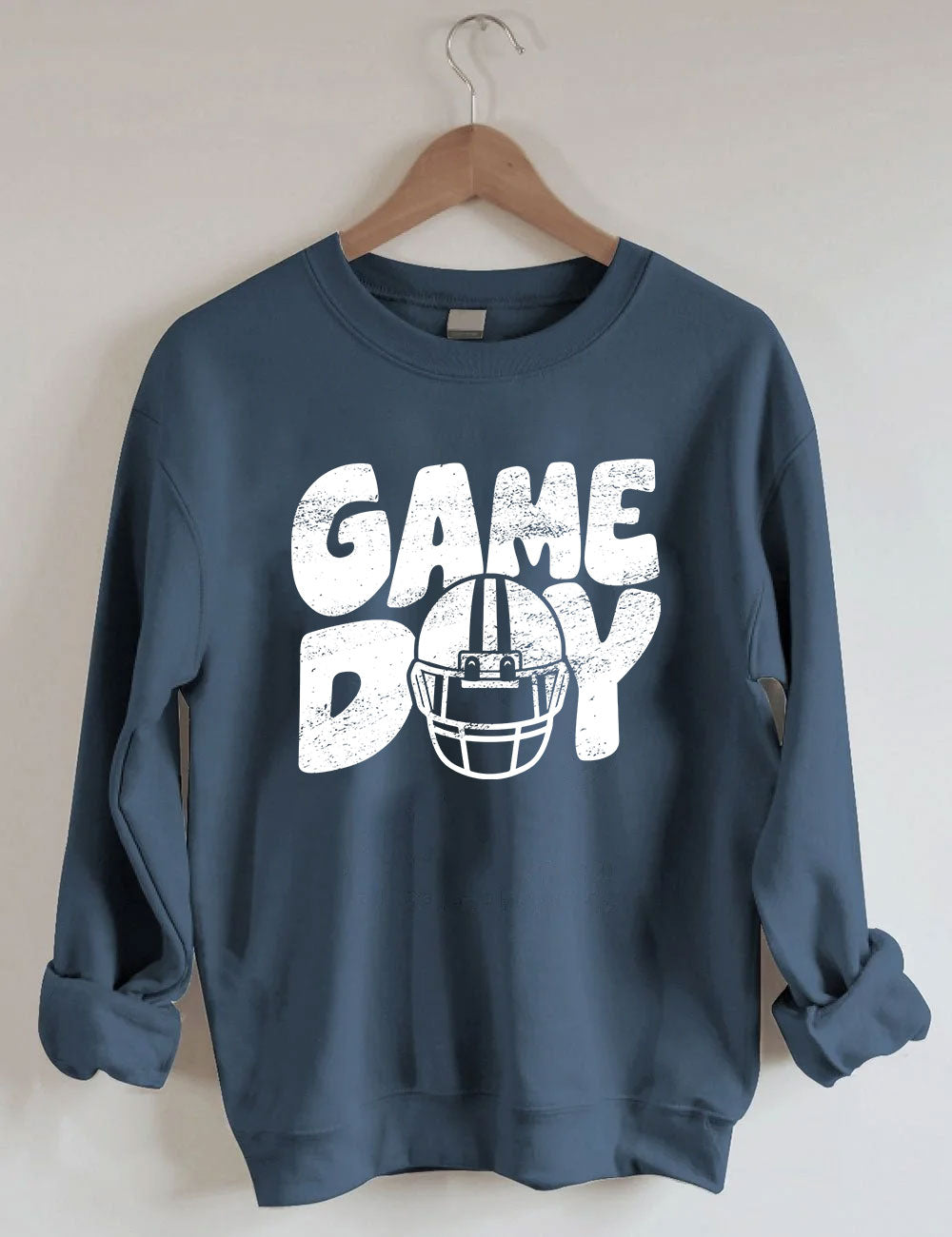 Distressed Helmet Football Game Day Sweatshirt