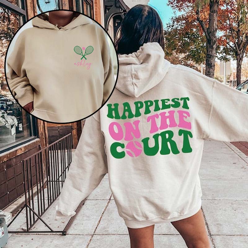 Custom Happiest on The Court Tennis Rackets Hoodie