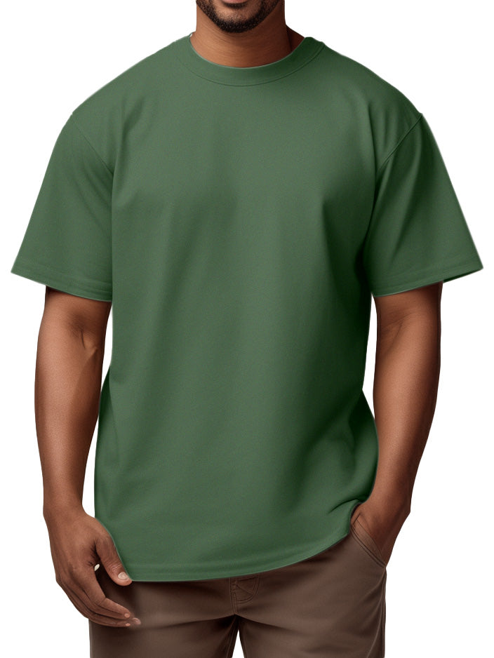 Men's Basic Solid Color Cotton Short-sleeved T-shirt