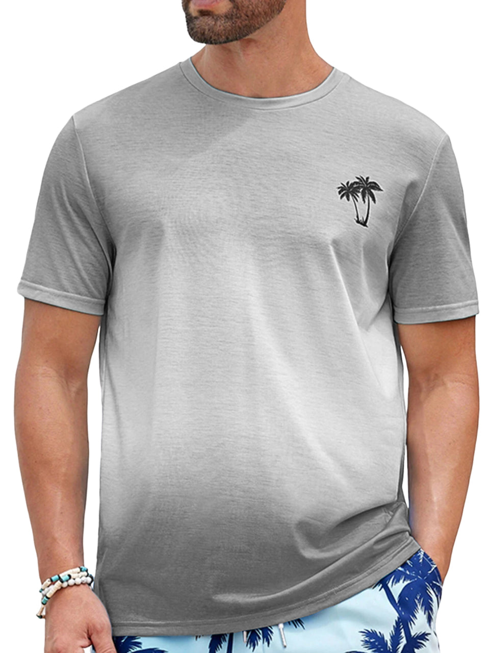 Hawaiian Gradient Coconut Print Short Sleeve T-Shirt