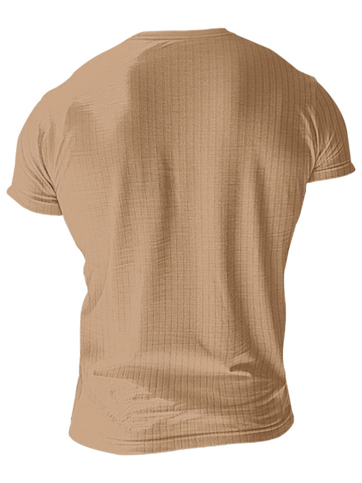 Men's solid color pit strip casual button V-neck short-sleeved Henley T-shirt