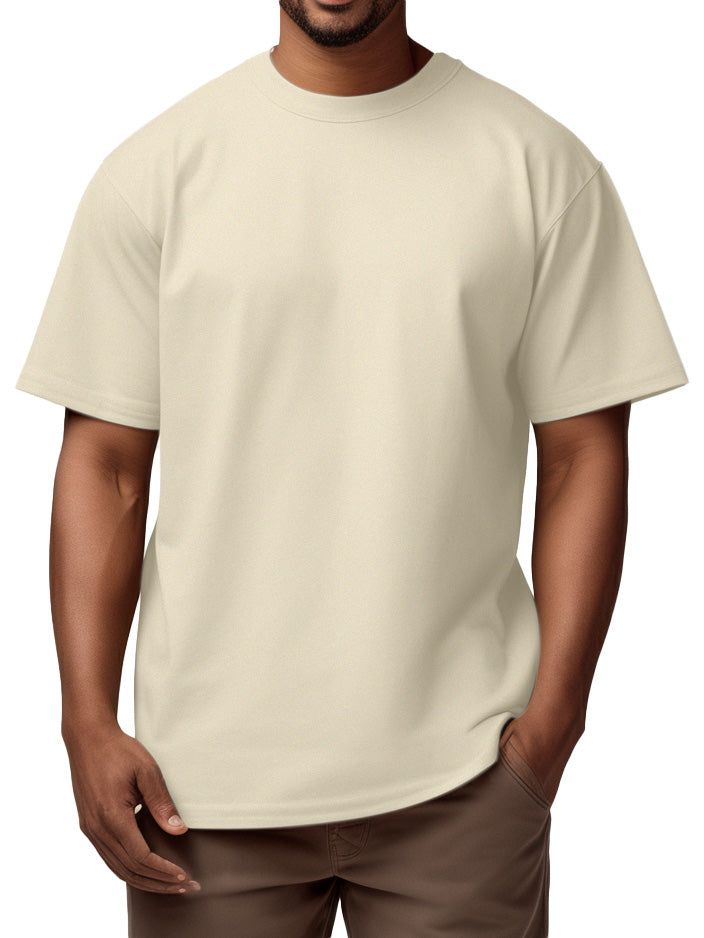 Men's Basic Solid Color Cotton Short-sleeved T-shirt