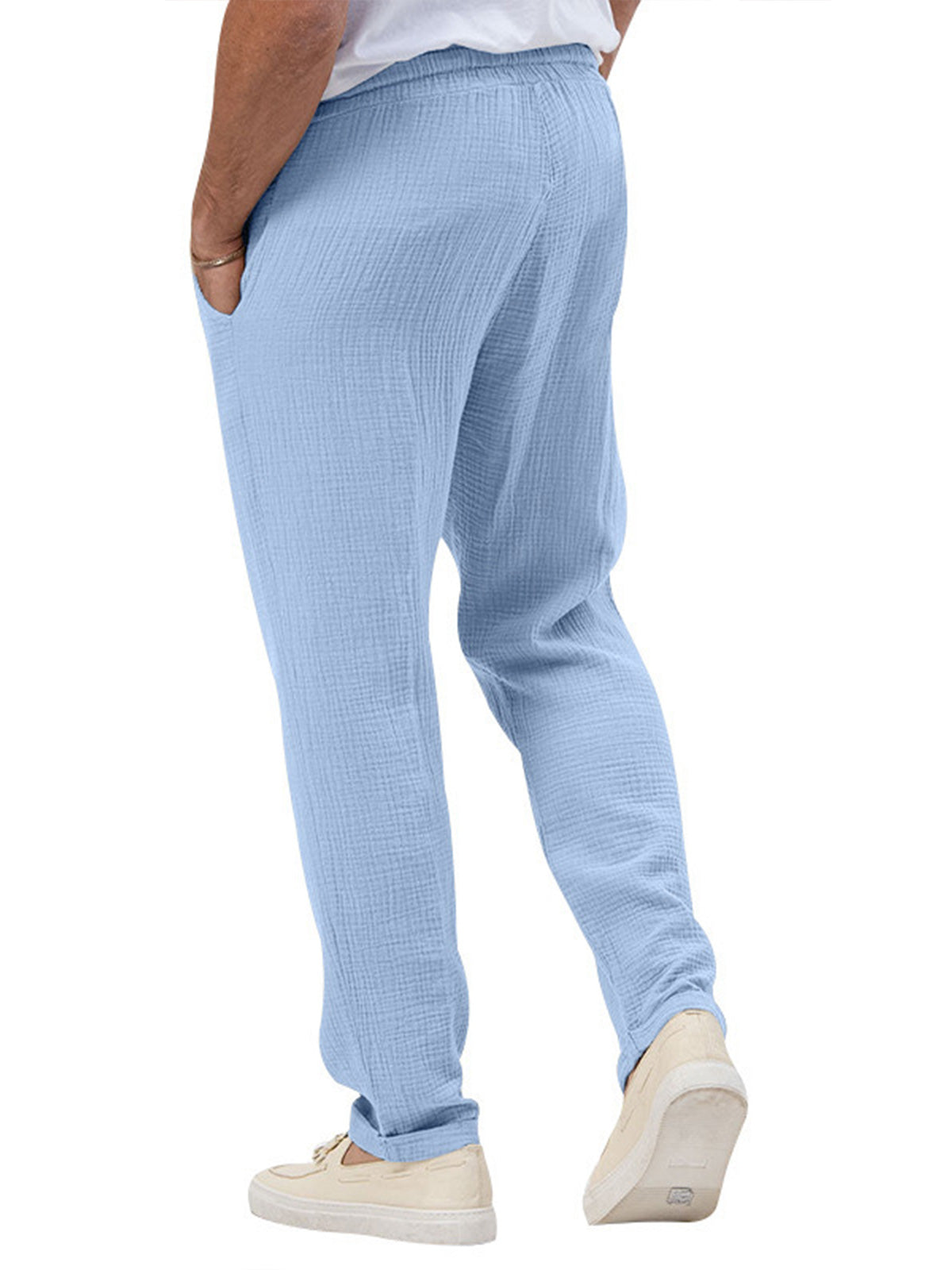 Men's Breathable Solid Color Bubble Wrinkle Casual Pants