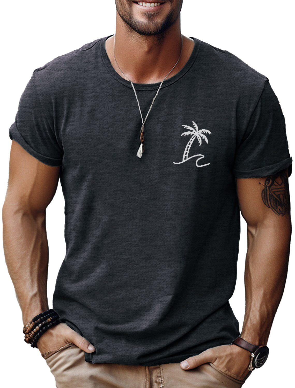 Men's Fashion Casual Coconut Print Short Sleeve T-Shirt