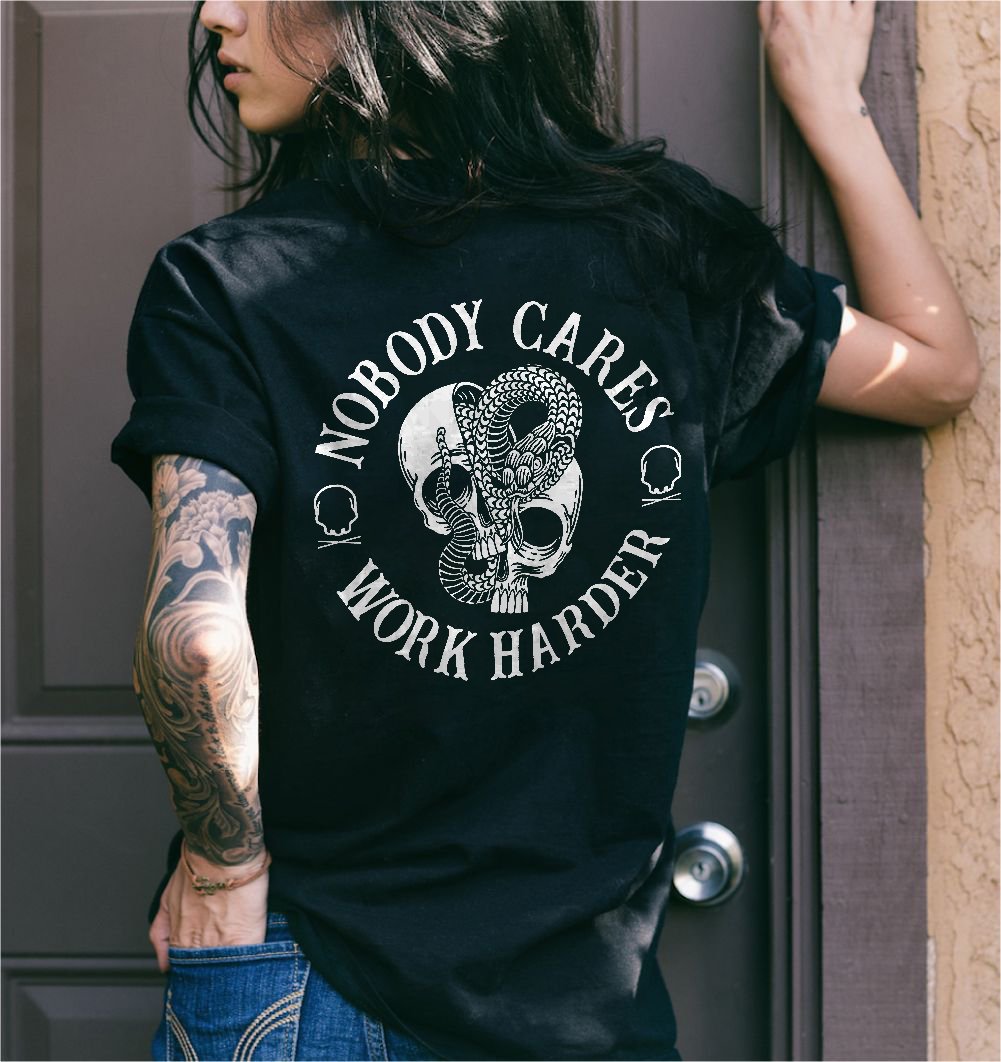 NOBODY CARES WORK HEADER PRINTED SKULL T-SHIRT