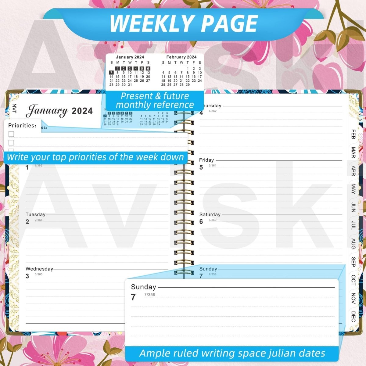 2024 Planner, Weekly & Monthly Planner  Home or Office Use for Gifts