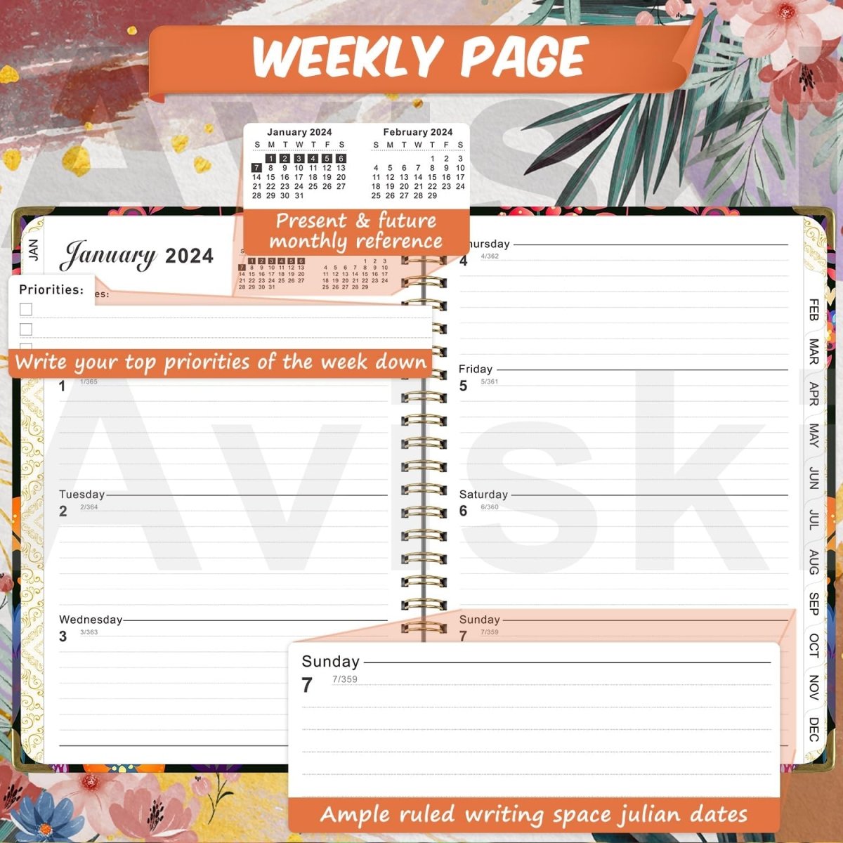 2024 Planner, Weekly & Monthly Planner  Home or Office Use for Gifts